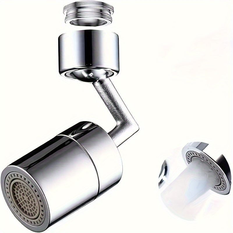 Rotating faucet sprayer attachment for kitchen sink with adjustable tap head and water-saving nozzle. Adapter included for 2.21-2.39cm faucets.