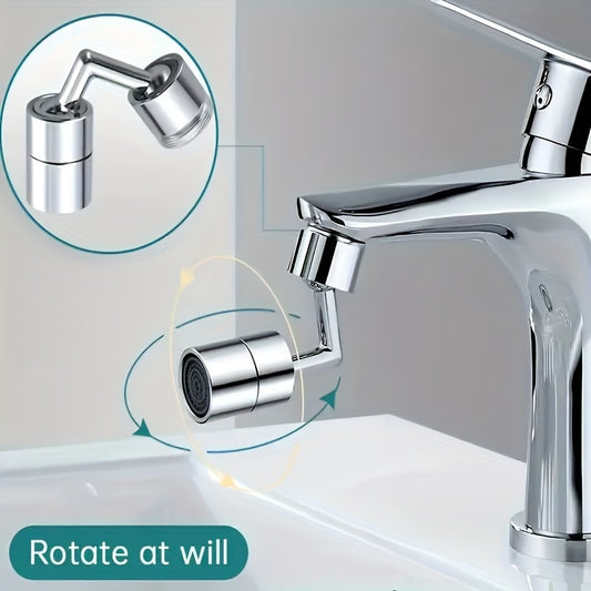 Rotating faucet sprayer attachment for kitchen sink with adjustable tap head and water-saving nozzle. Adapter included for 2.21-2.39cm faucets.