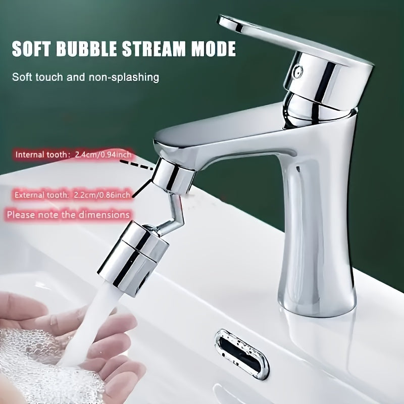 Rotating faucet sprayer attachment for kitchen sink with adjustable tap head and water-saving nozzle. Adapter included for 2.21-2.39cm faucets.