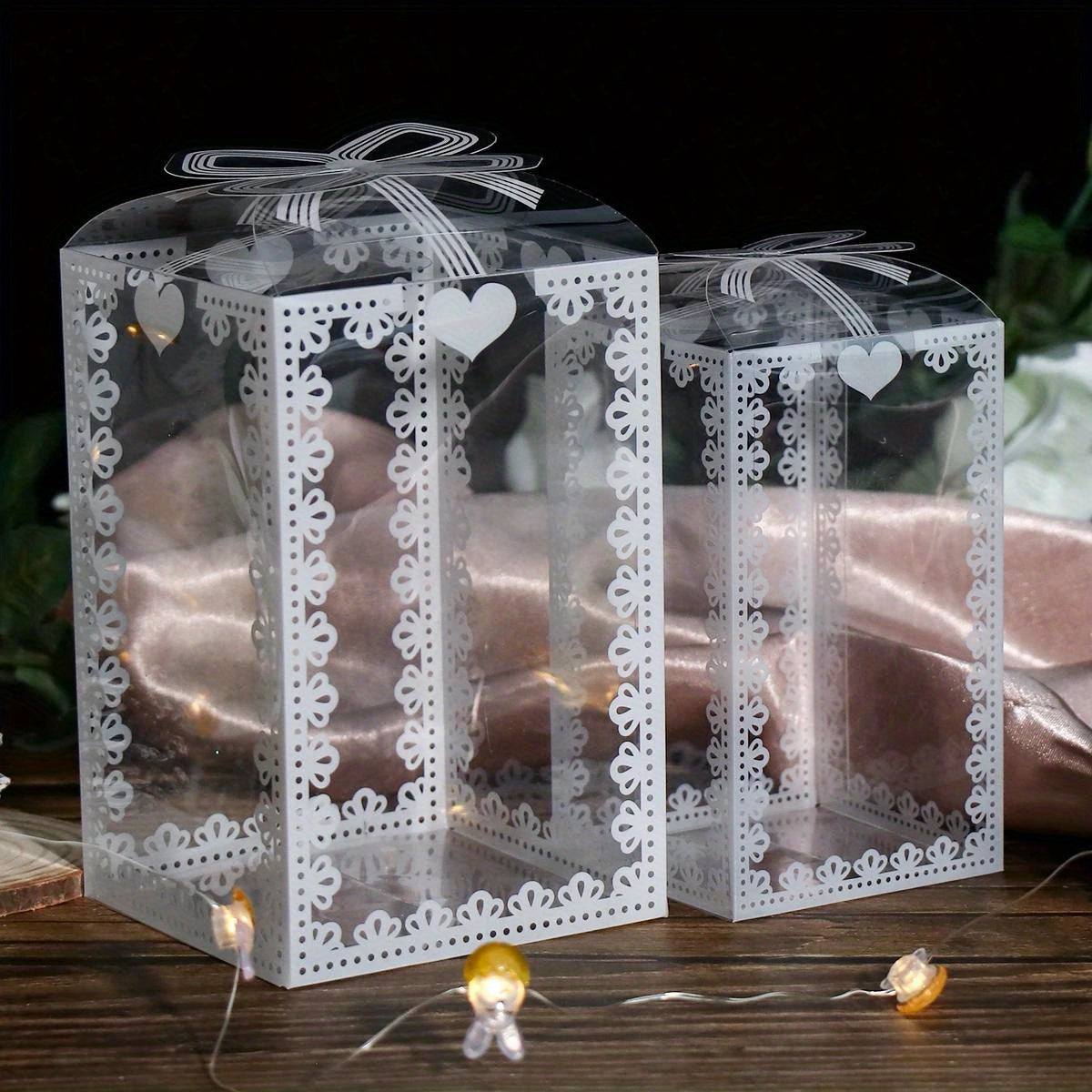 Elegant Transparent Gift Boxes - Set of 10 Ideal for Birthdays, Weddings, and Valentine's Day - Great for Packaging Chocolates, Cakes, and Other Treats, Made with Food-Safe PET Material, Perfect for Parties