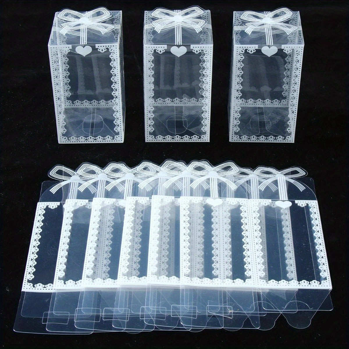 Elegant Transparent Gift Boxes - Set of 10 Ideal for Birthdays, Weddings, and Valentine's Day - Great for Packaging Chocolates, Cakes, and Other Treats, Made with Food-Safe PET Material, Perfect for Parties