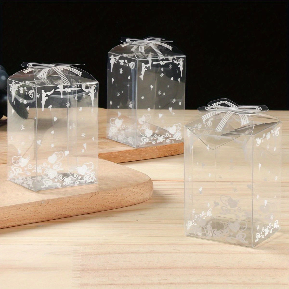 Elegant Transparent Gift Boxes - Set of 10 Ideal for Birthdays, Weddings, and Valentine's Day - Great for Packaging Chocolates, Cakes, and Other Treats, Made with Food-Safe PET Material, Perfect for Parties