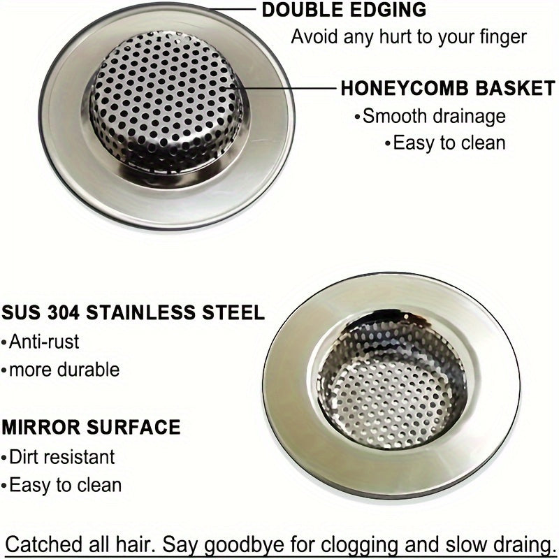 Stainless Steel Hair Catcher for Shower and Bath Tub Drains, Fits 4.19-7.62cm Holes.