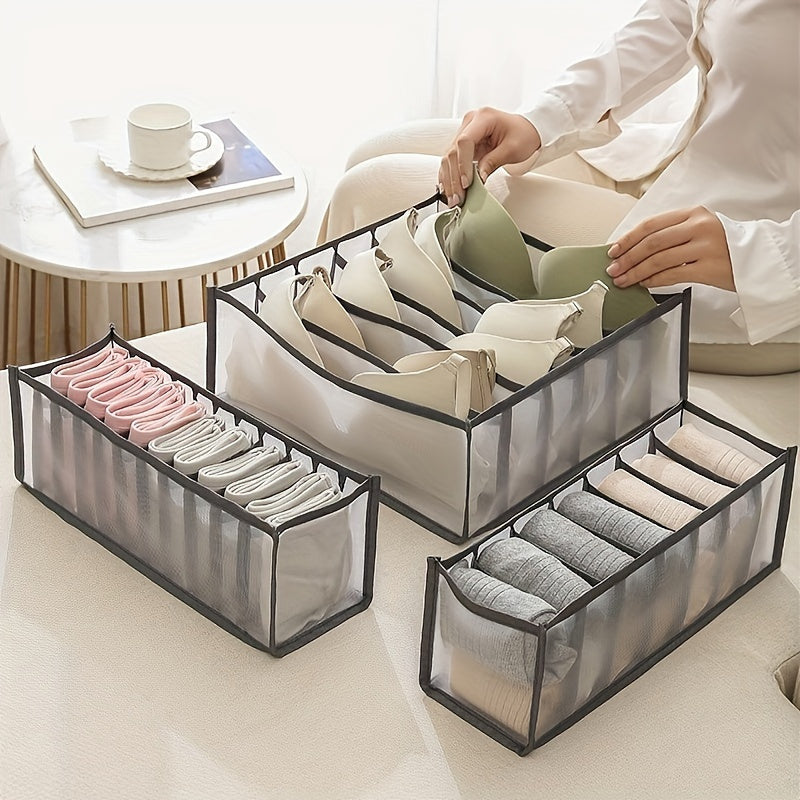 Organize your underwear drawer with these 3pcs Foldable Storage Boxes! Perfect for keeping your panties, bras, socks, and lingerie in order. Great for closet organization and makes a wonderful gift for Halloween or Christmas.