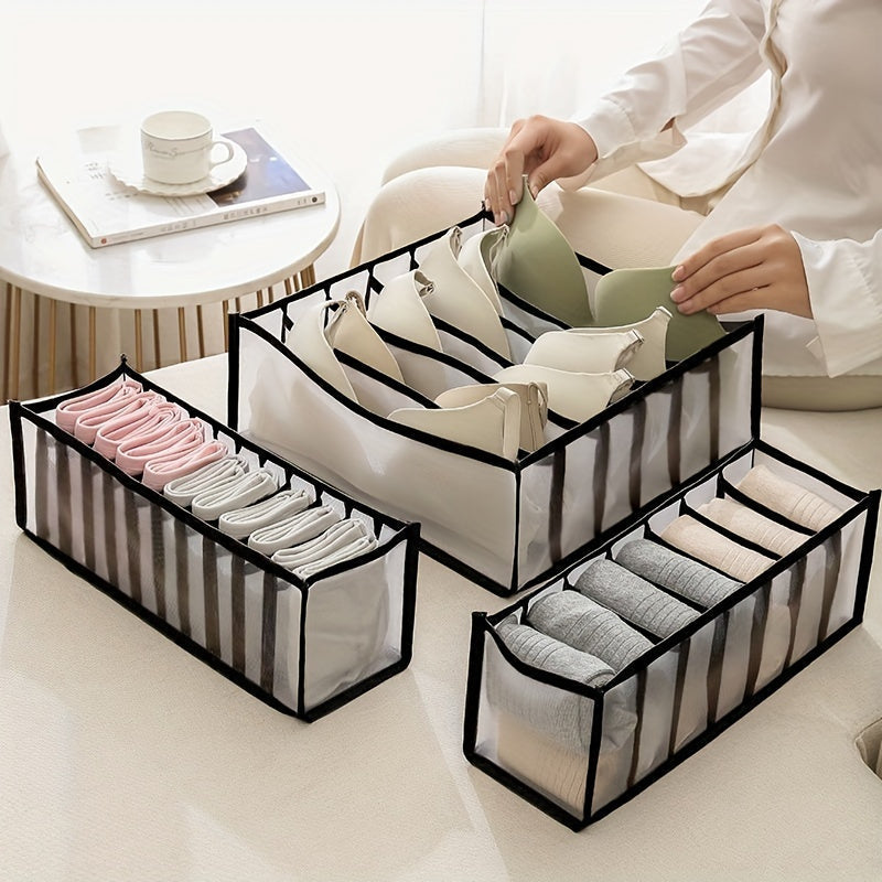 Organize your underwear drawer with these 3pcs Foldable Storage Boxes! Perfect for keeping your panties, bras, socks, and lingerie in order. Great for closet organization and makes a wonderful gift for Halloween or Christmas.