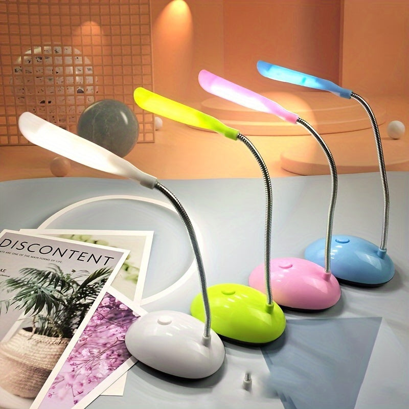 1pc Foldable LED Desk Lamp with 4 Colors, Eye-Care Reading Light for Students, Battery Powered.