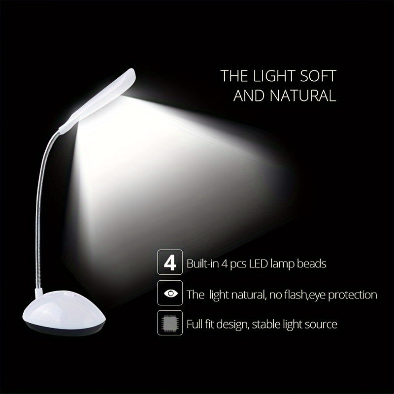 1pc Foldable LED Desk Lamp with 4 Colors, Eye-Care Reading Light for Students, Battery Powered.