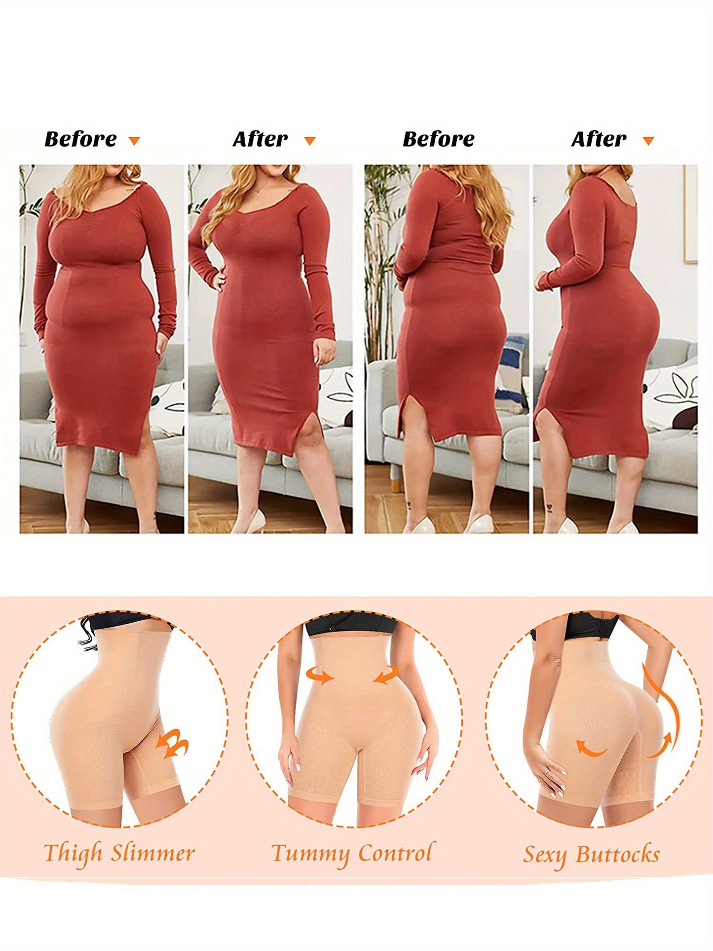 High waist shaping shorts for women with tummy control and slimming compression.