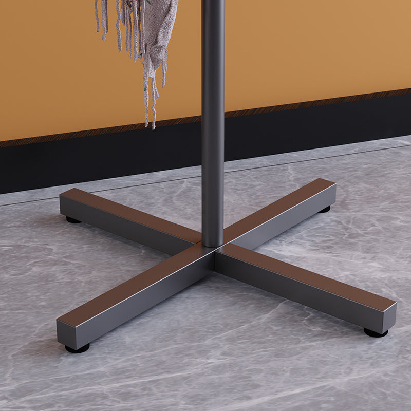 This item is a single, modern floor-mounted coat rack for the home. It features a shelf for the living room entry door, a luxurious design for hanging clothes, and a single rod for hanging garments.