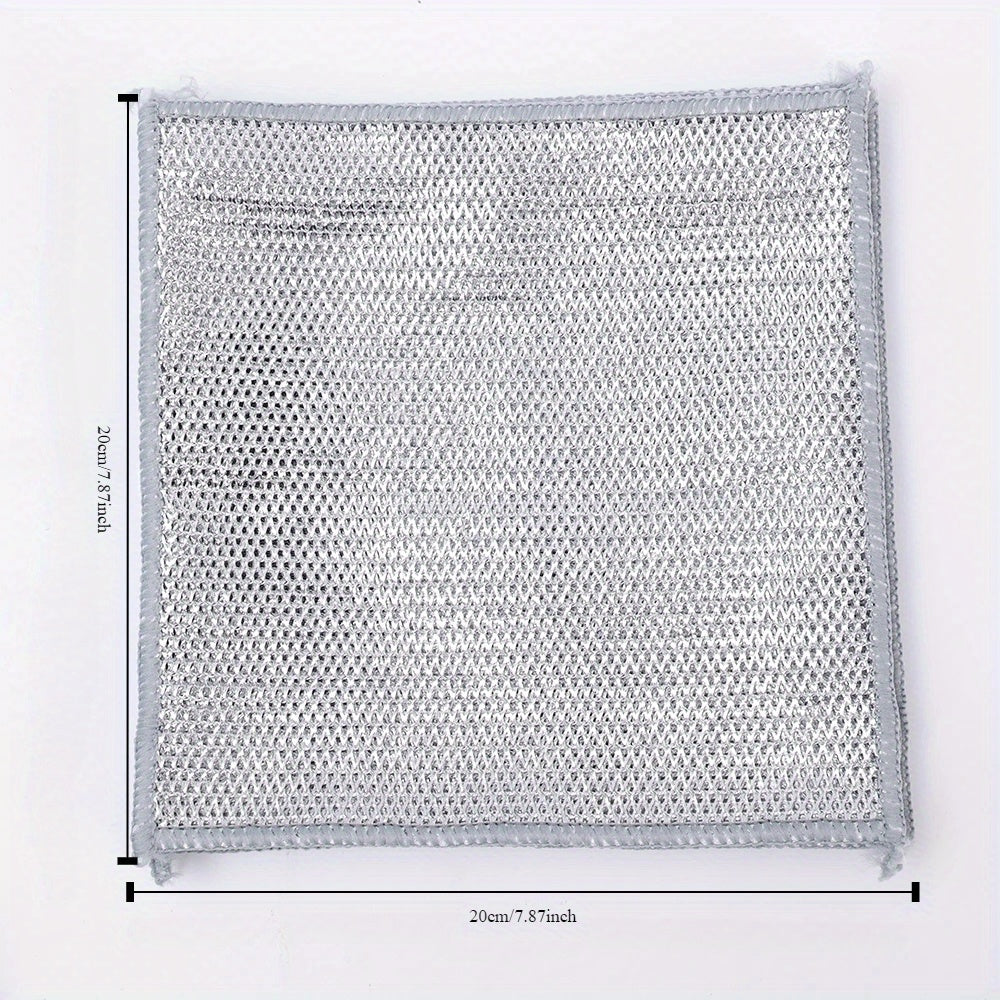 6 double-layer steel wire cleaning cloths, 20cm each, non-stick and ideal for kitchen cleaning