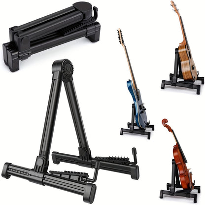 This versatile guitar holder stand fits various types of instruments.