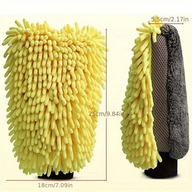 Chenille Microfiber Car Wash Mitt, Double-sided Glove, Anti Scratch Cleaning Tool