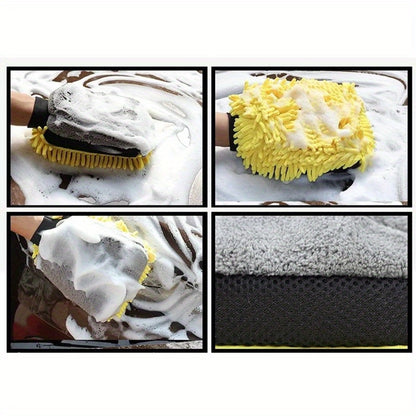 Chenille Microfiber Car Wash Mitt, Double-sided Glove, Anti Scratch Cleaning Tool