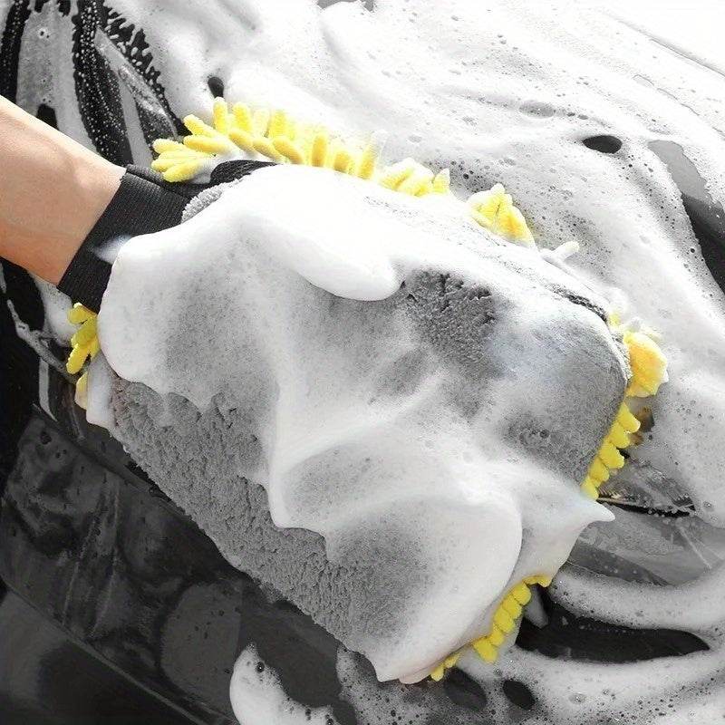 Chenille Microfiber Car Wash Mitt, Double-sided Glove, Anti Scratch Cleaning Tool