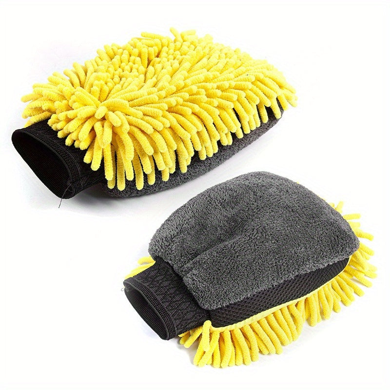 Chenille Microfiber Car Wash Mitt, Double-sided Glove, Anti Scratch Cleaning Tool