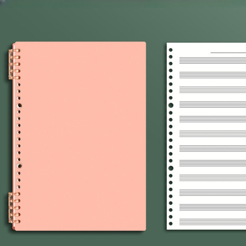 B5 staff notebook with 60 sheets, 120 pages, removable loose-leaf, for music notation.