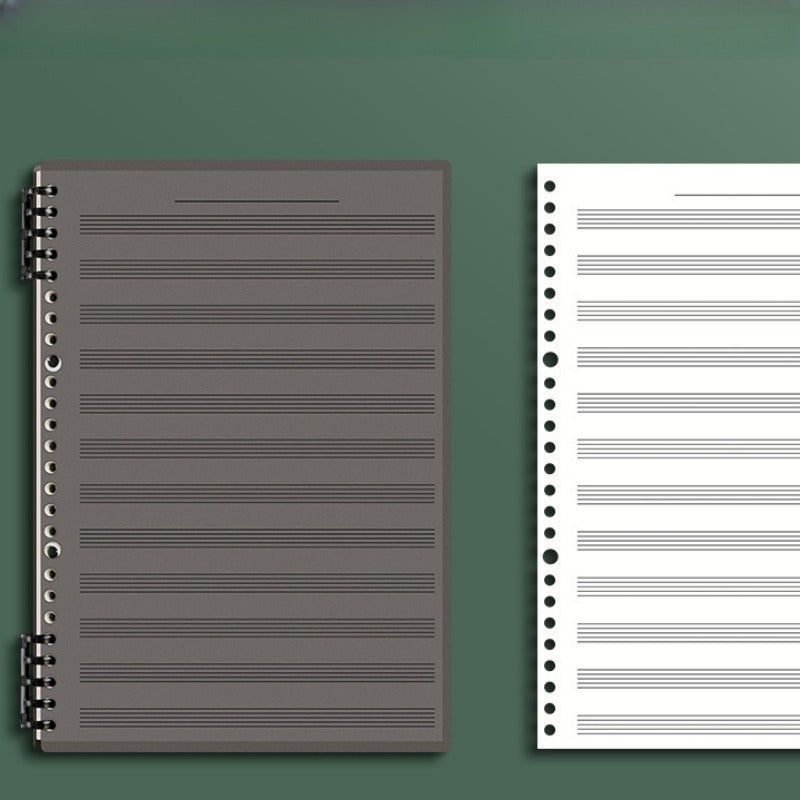 B5 staff notebook with 60 sheets, 120 pages, removable loose-leaf, for music notation.