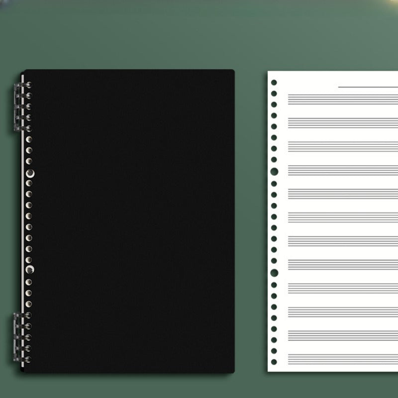 B5 staff notebook with 60 sheets, 120 pages, removable loose-leaf, for music notation.