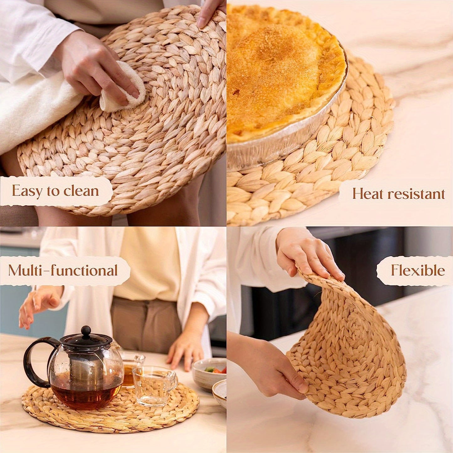 Water Hyacinth Weave Placemats in 2, 4, or 6pcs, 29.97 cm