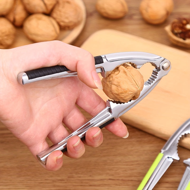 1 piece of Nutcracker made of metal that is reusable and can be used for peeling nuts. It is a creative tool for opening walnuts and can be used in the kitchen. This household nut opener plier is a useful tool for cracking nuts and is a must-have kitchen