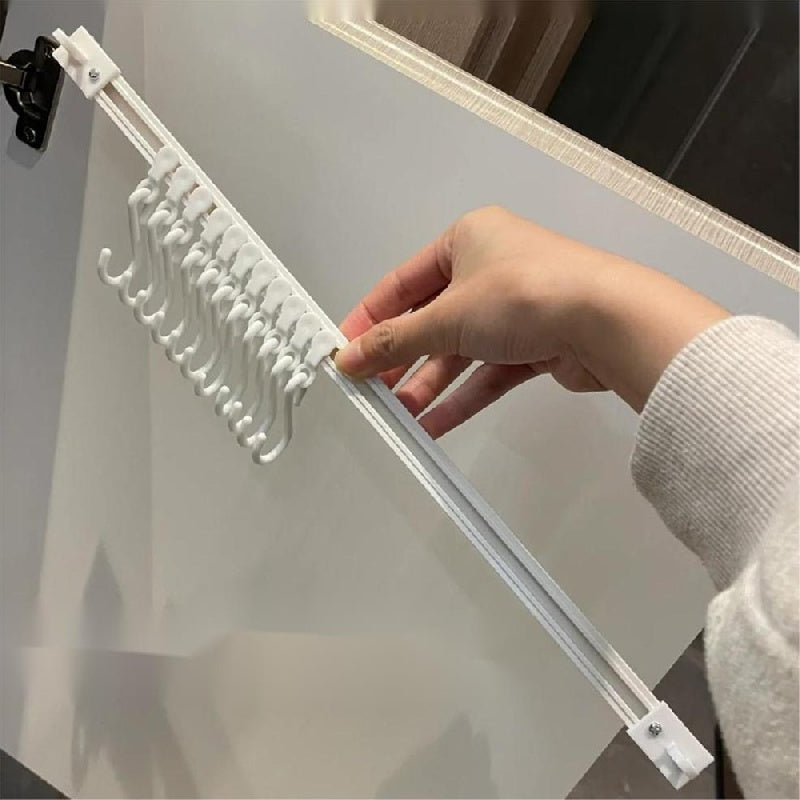 Sliding Rail Wall Hook for Kitchen and Bathroom - No-Drill Installation, Versatile Storage Solution for Coats, Clothes, and Accessories