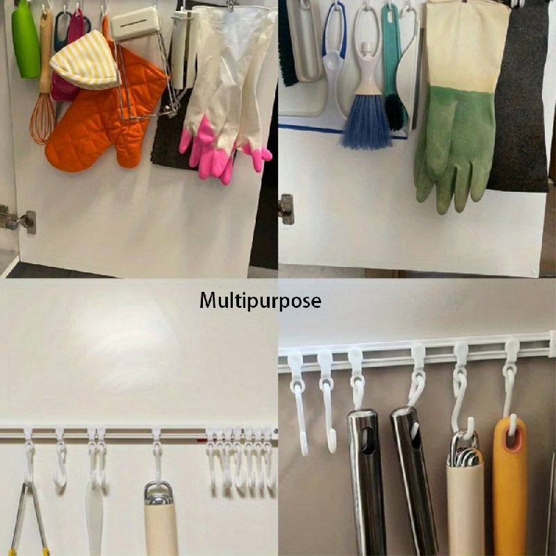 Sliding Rail Wall Hook for Kitchen and Bathroom - No-Drill Installation, Versatile Storage Solution for Coats, Clothes, and Accessories