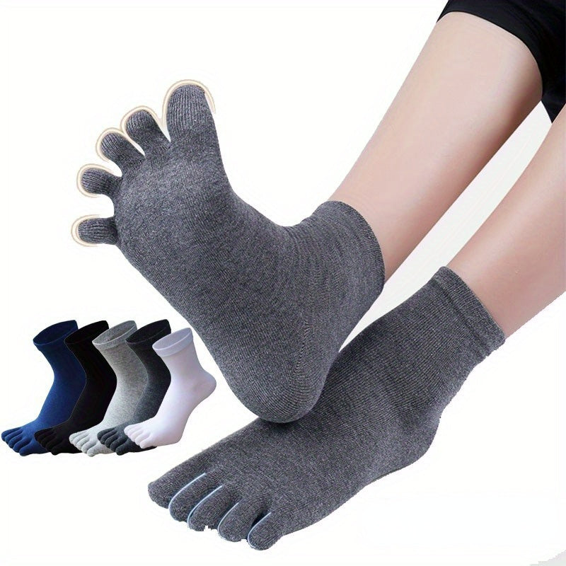 Men's Solid Split Toe Tabi Socks Set of 5 - Low Cut, Five-toe, Anti-odor, Sweat Absorbing, All Seasons Wear