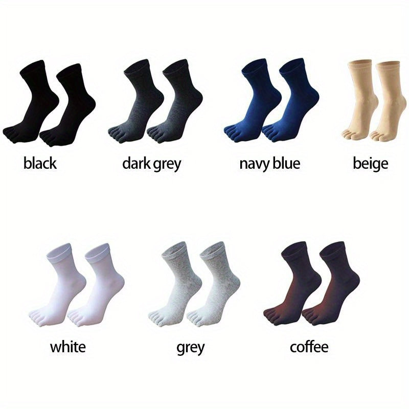 Men's Solid Split Toe Tabi Socks Set of 5 - Low Cut, Five-toe, Anti-odor, Sweat Absorbing, All Seasons Wear