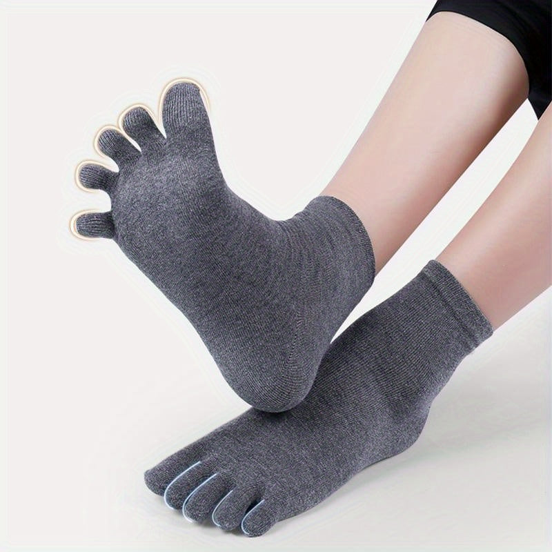 Men's Solid Split Toe Tabi Socks Set of 5 - Low Cut, Five-toe, Anti-odor, Sweat Absorbing, All Seasons Wear