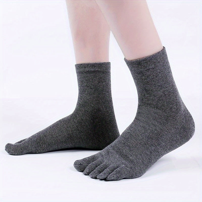 Men's Solid Split Toe Tabi Socks Set of 5 - Low Cut, Five-toe, Anti-odor, Sweat Absorbing, All Seasons Wear