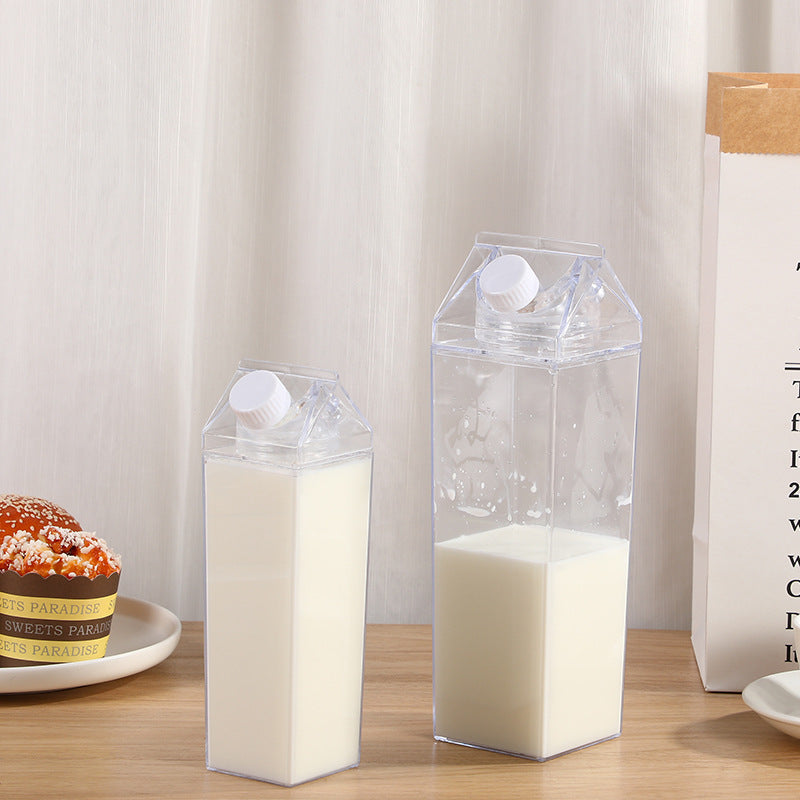 Set of milk carton design water bottle, plastic water cups for portable drinking on-the-go, ideal birthday gift