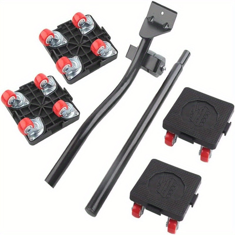 5-wheel furniture dolly set with lifter, 360° rotation, and 400kg capacity