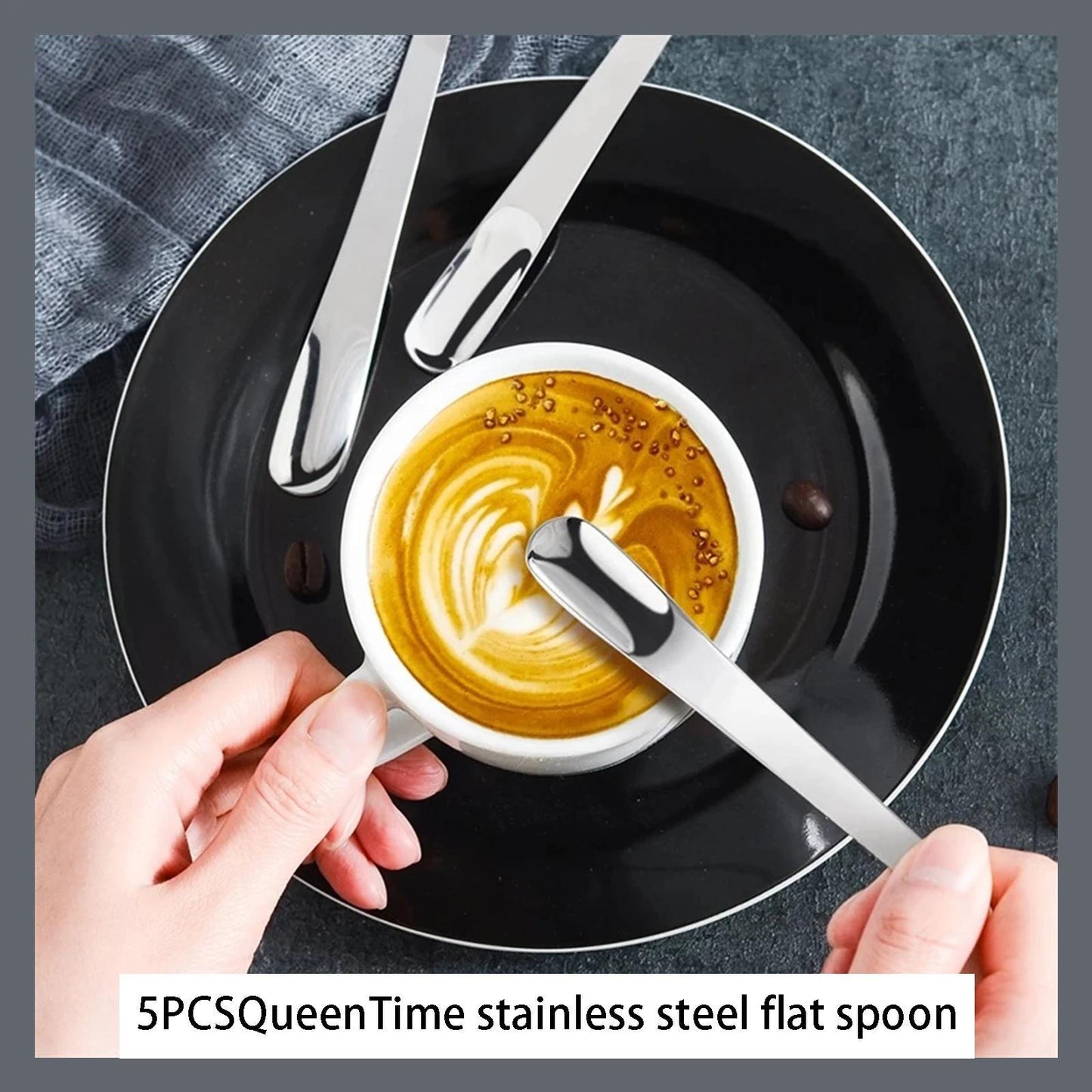 Set of 6 Stainless Steel Coffee Spoons for Desserts, Small Coffee Scoops, Mixing, and Stirring Bar, Ideal for Kitchen Tableware