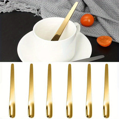 Set of 6 Stainless Steel Coffee Spoons for Desserts, Small Coffee Scoops, Mixing, and Stirring Bar, Ideal for Kitchen Tableware