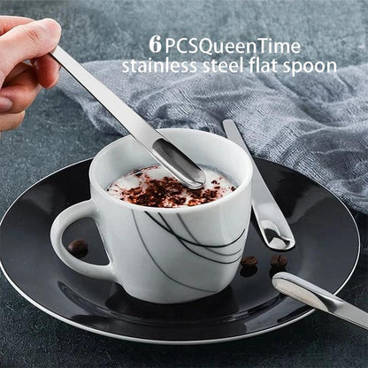 Set of 6 Stainless Steel Coffee Spoons for Desserts, Small Coffee Scoops, Mixing, and Stirring Bar, Ideal for Kitchen Tableware