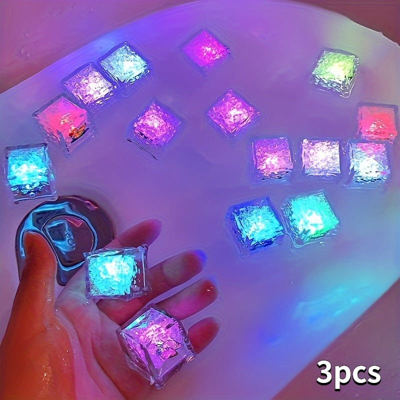 3 glowing shower cubes that light up in water, perfect for KTV bars and holiday decorations in the bathroom.