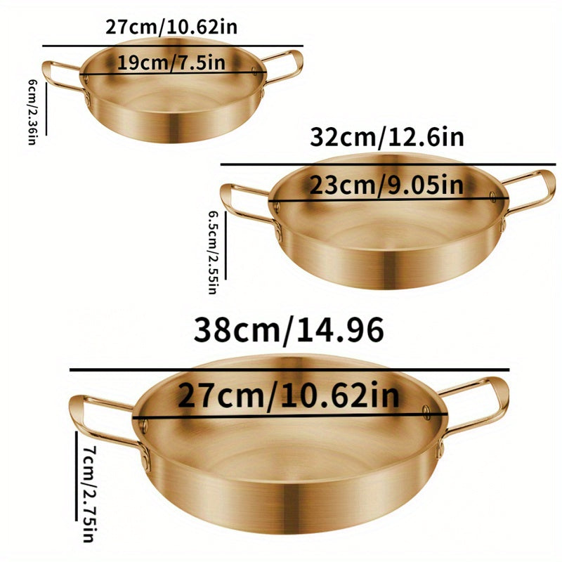 Golden-Tone Korean Ramen Pot made of Stainless Steel - Safe to Use in Dishwasher, Great for Cooking Soup & Seafood, Perfect for Home Kitchens & Restaurant Settings