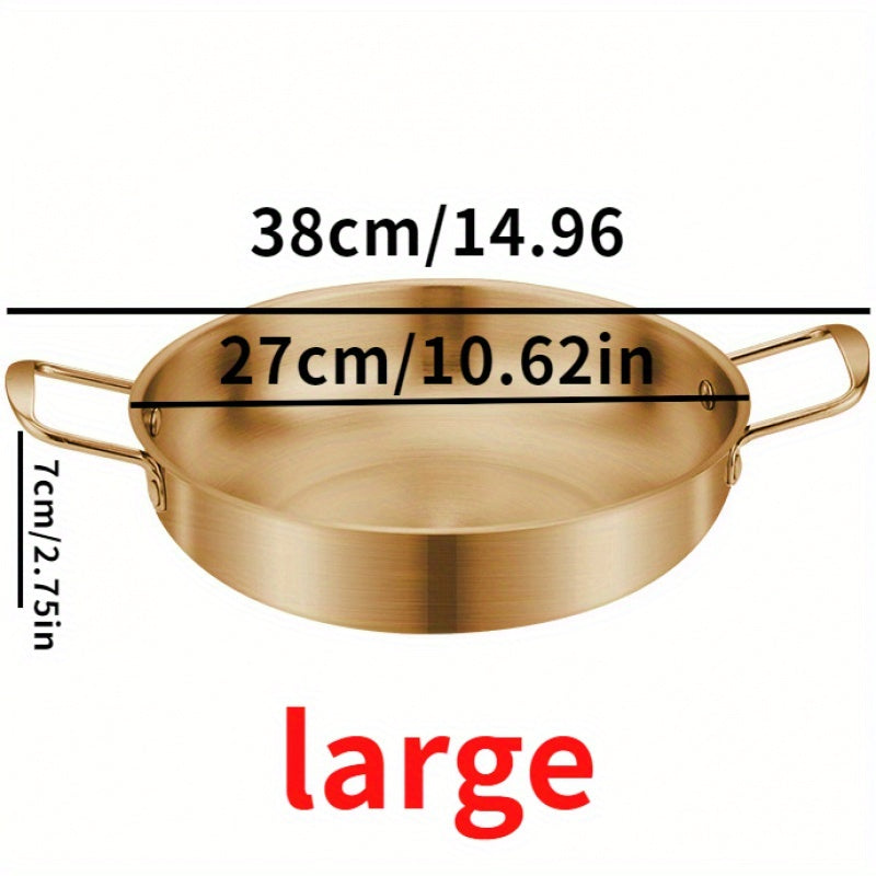 Golden-Tone Korean Ramen Pot made of Stainless Steel - Safe to Use in Dishwasher, Great for Cooking Soup & Seafood, Perfect for Home Kitchens & Restaurant Settings