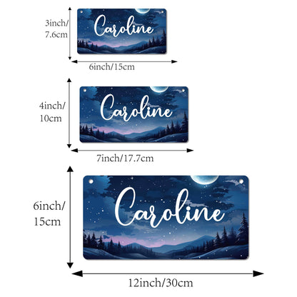 Custom name license plate featuring a starry sky design for home and car decor.