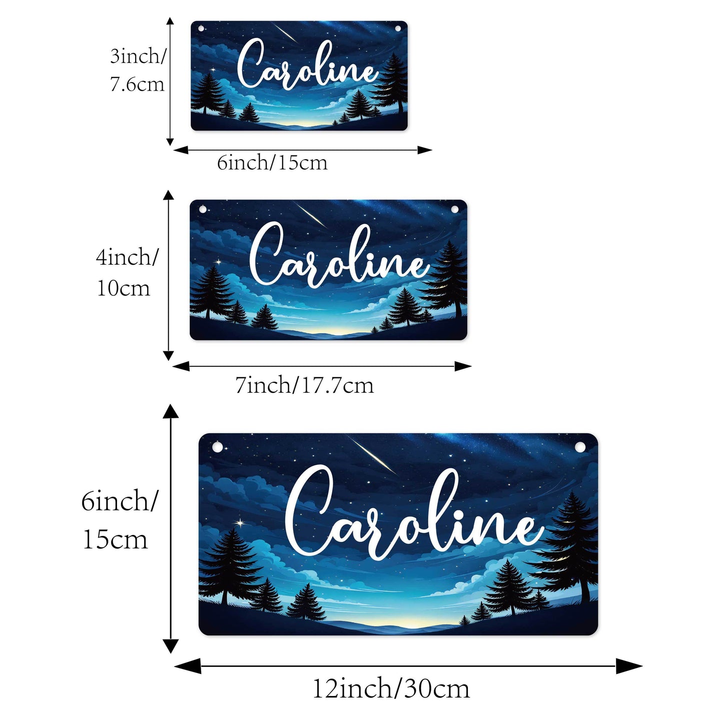 Custom name license plate featuring a starry sky design for home and car decor.