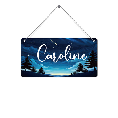 Custom name license plate featuring a starry sky design for home and car decor.