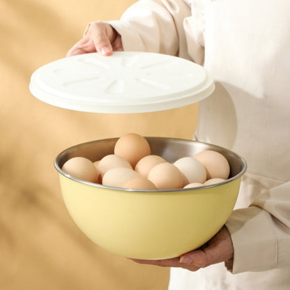 Large stainless steel salad bowl with lid for home kitchen, can be used as a mixing basin, baking bowl, or for whipping cream.