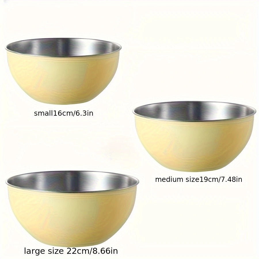 Large stainless steel salad bowl with lid for home kitchen, can be used as a mixing basin, baking bowl, or for whipping cream.