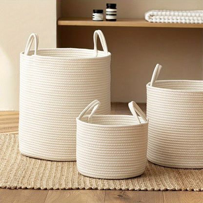 Stylish Boho Woven Storage Basket with Convenient Handles - Multi-Purpose Laundry Hamper for Clothing, Toys, and More - Ideal for Keeping Your Home Tidy and Organized, Laundry Storage Solution