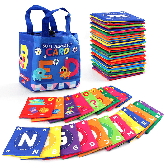 Set of 26 Educational Cloth Books with Animal Letters and Numbers, includes washable storage bag. Perfect gift for Christmas, Halloween, Thanksgiving, New Year's, or Valentine's Day.