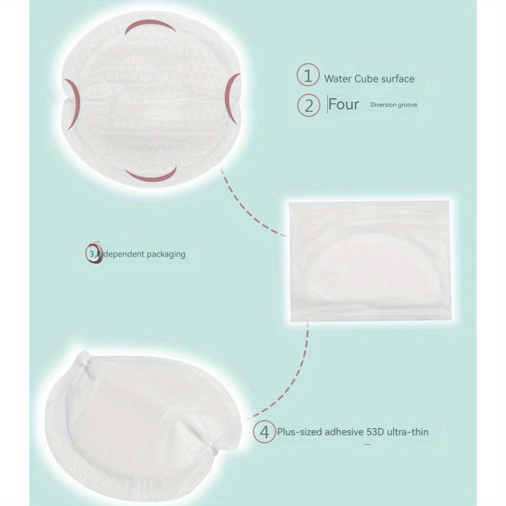 100 pieces of soft nursing pads made of cotton for comfortable wear. These disposable breast pads are designed with comfort in mind.