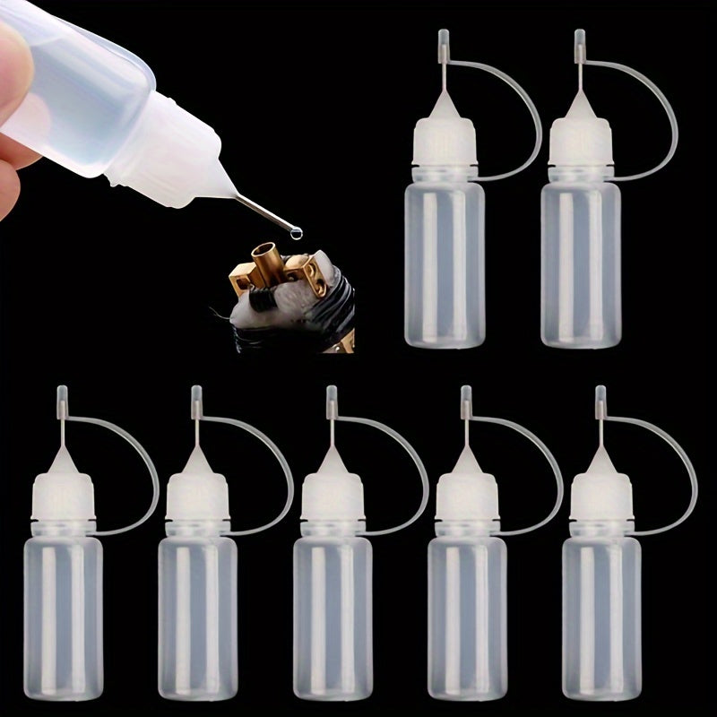 10-pack 10ml empty plastic glue applicator bottles with needle tip, suitable for DIY crafting and storage of paint, glue, ink, and other liquids. Perfect for quilting projects.