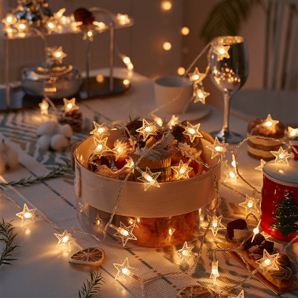 Battery-operated warm white LED string lights perfect for parties, weddings, and holiday decorations by Majisu.