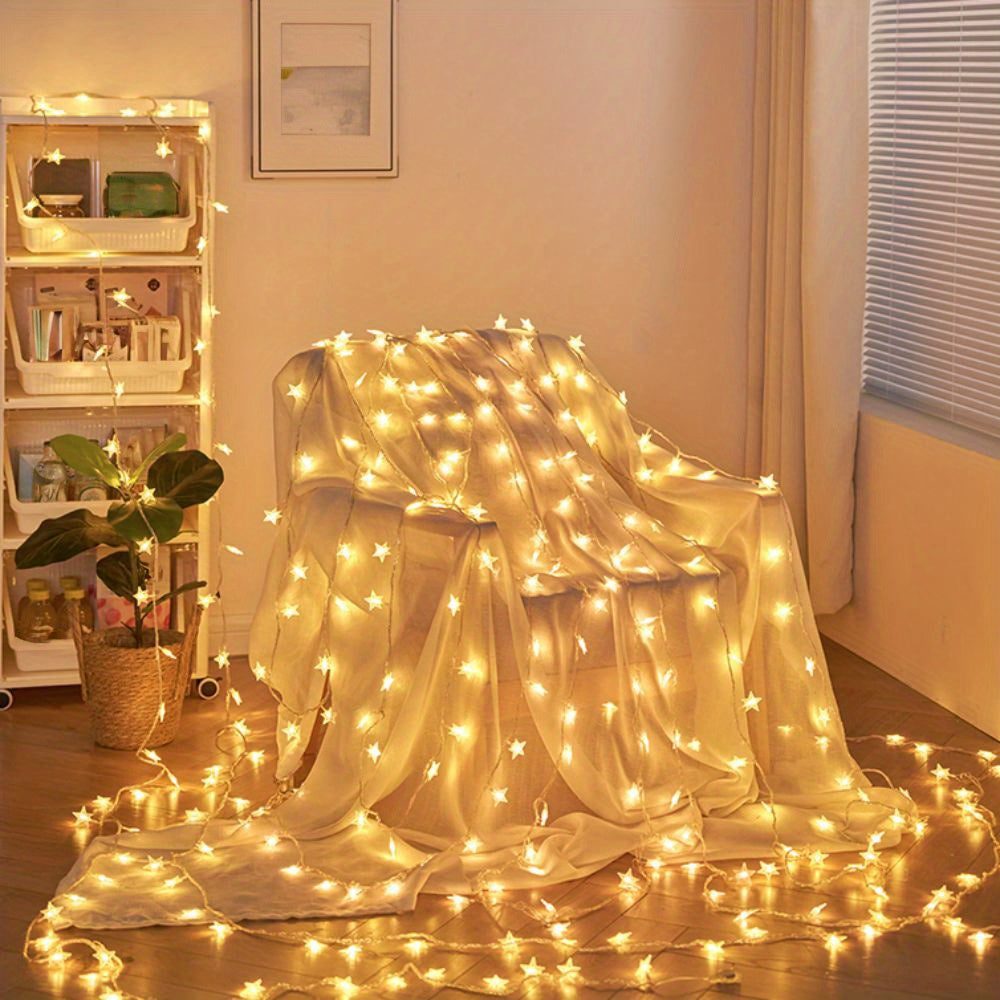 Battery-operated warm white LED string lights perfect for parties, weddings, and holiday decorations by Majisu.