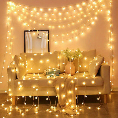 Battery-operated warm white LED string lights perfect for parties, weddings, and holiday decorations by Majisu.